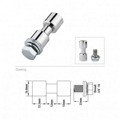 Kupo tihvt KS-013F 17mm sisekeermega 3/8", kroomitud