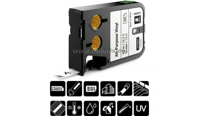 Vinüülteip XTL 24 mm must/valge