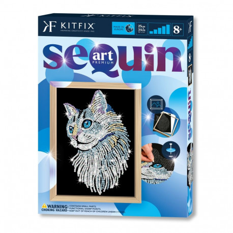 KITFIX DIY set Sequin Art Blue Premium White Cat