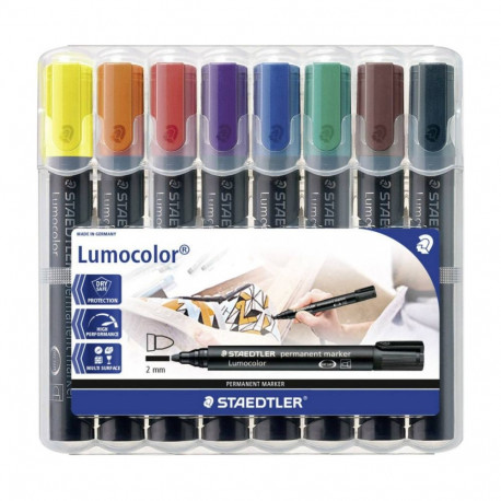 Permanentne marker STAEDTLER Lumocolor 352 koonilise otsaga 8 värvi komplekt