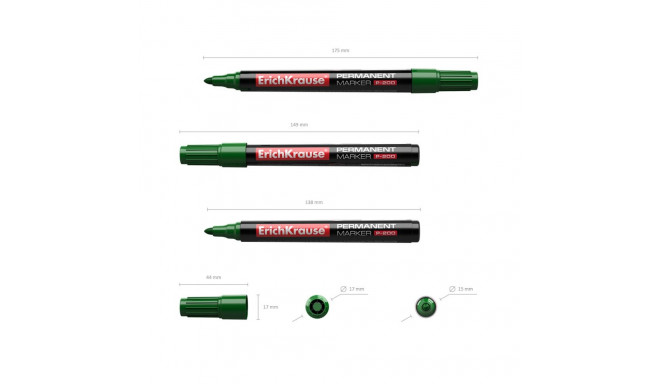 Permanentne marker ERICH KRAUSE P-200 0.8-2.2mm koonilise otsaga roheline