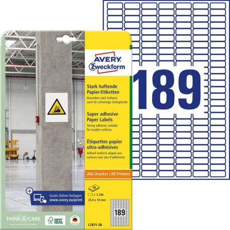Super adhesive Paper Labels 25,4x10mm