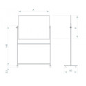Klaastahvel ratastel 1200x900mm ümber telje pöörlev valge 2x3