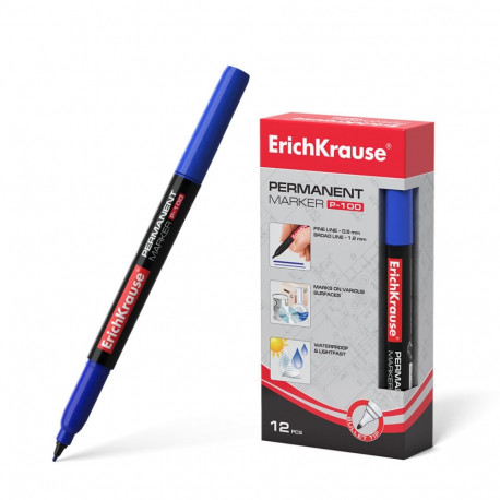 Permanent marker ErichKrause® P-100, color: blue (box 12 pcs.)