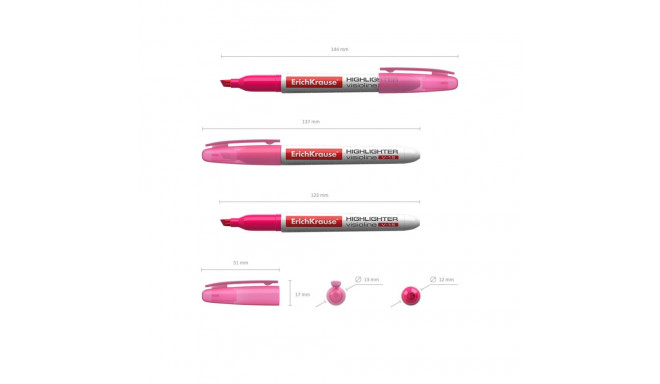 Highlighter  ErichKrause® Visioline V-15, color: pink (box 12 pcs.)