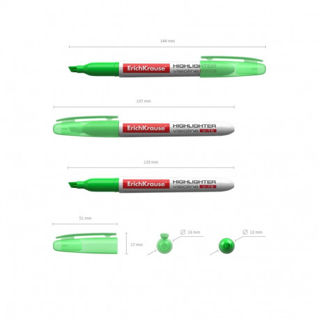 Highlighter  ErichKrause® Visioline V-15, color: green (box 12 pcs.)