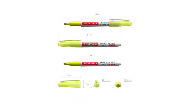 Highlighter  ErichKrause® Visioline V-15, color: yellow (box 12 pcs.)