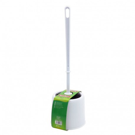 Toilet brush with base, white plastic