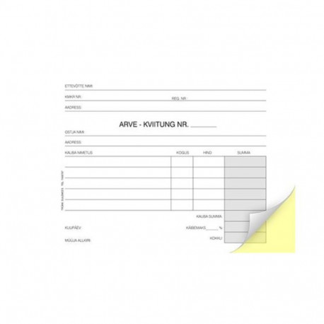 Blank invoice receipt A6 width, 2x50 sheets, self-copying
