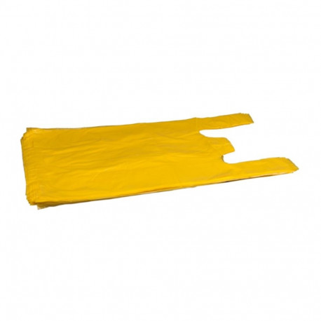 Plastic bag with shirt handles 30x16x52mm HD 10mic yellow 100 pcs in a pack