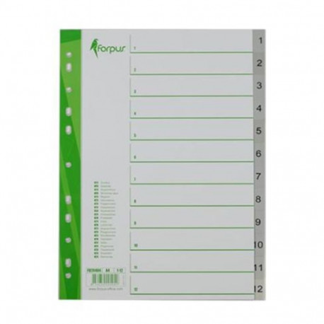 Register tabs A4 1-12 gray plastic FORPUS