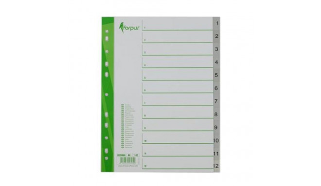 Register tabs A4 1-12 gray plastic FORPUS