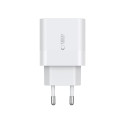 TECH-PROTECT C20W 2-PORT NETWORK CHARGER PD20W + TYPE-C CABLE WHITE