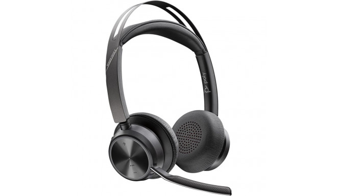 Poly Voyager Focus 2 USB-A laadimisalusega peakomplekt