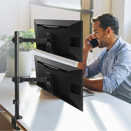 Maclean monitorikinnitus MC-967 lauale kinnitatav topelt vertikaalne max VESA 100x100 13-27" 2x9kg p