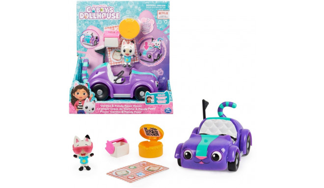 Spin Master Gabby's Dollhouse - Carlita toy car with Pandy Paws figure, toy vehicle