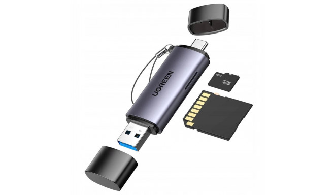 Ugreen CM185 50706 reader for SD / micro SD cards on USB-A 3.0 / USB-C 3.0 - gray