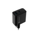 NATEC RIBERA GAN CHARGER 1x USB-A + 1x USB-C 45W BLACK