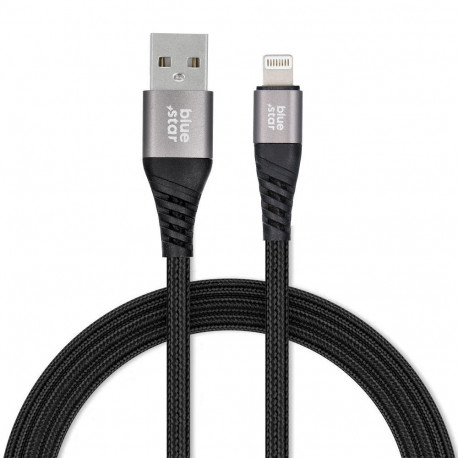 Cable USB A to Lightning Blue Star 2,4A with braid 1,2 m TFK-DC-003 black