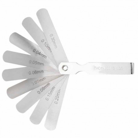 Hogert Feeler Gauge HT8G330, 9 plates, 0.04-0.3 mm, 13 mm, 75 mm, with locking nut