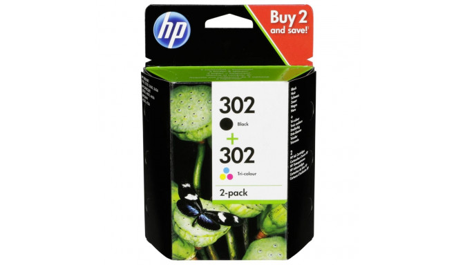 HP 302 tindikasseti pakk, must ja kolmevärviline