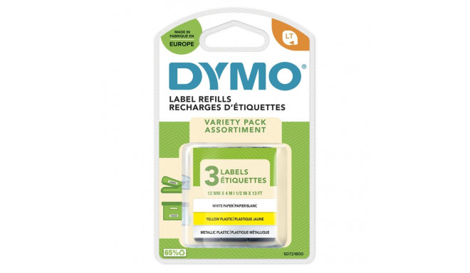 Dymo LetraTag plast-, paberi- ja metallteibid, 12 mm x 4 m, 3 eri teipi