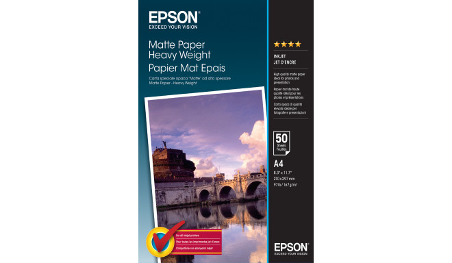 Epson matt paber heavyweight fotopaber, A4, 50 lehte