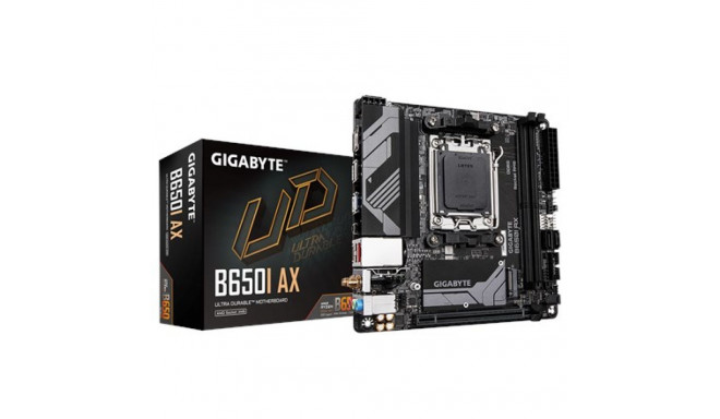 Gigabyte B650I AX 1.0 protsessoripere AMD protsessoripesa AM5 DDR5 DIMM toetatud kõvaketta liidesed 