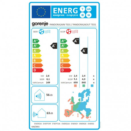 Gorenje õhukonditsioneer 20011518 PANDORA26 TE01 siseühik