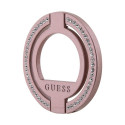 Guess MagSafe Ring Stand Rhinestone - Magnetyczny uchwyt na palec do telefonu z funkcją standu (Różo