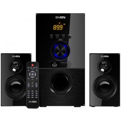 SVEN MS-2050 30W+2x12.5W; LED display; Volume front control; USB/SD-card support; Wall mountable sat