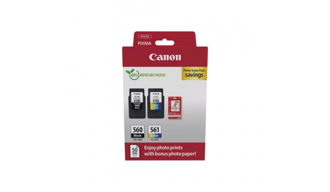 Canon Ink Cartridge + Photo Paper Value Pack | PG-560/CL-561 | Ink cartridge/Paper kit | Colour, Bla