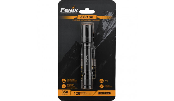 Fenix E20 V2.0 -taskulamppu, 350 lm
