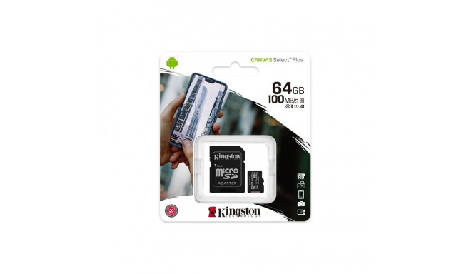 Kingston Canvas Select Plus Memory card microSDXC / 64GB / 100 MB/s + Adapter