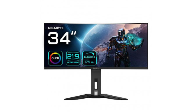 GIGABYTE MO34WQC 34&quot; OLED WQHD Curved Gaming Monitor - 3440 x 1440, 175Hz, 0.03ms, KVM, 250