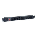 Equip 8-Outlet, 6 x IEC-C13+ 2X IEC-C19 Power Distribution Unit, on/off switch, Aluminum Shell