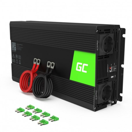 Green Cell INV19 auto 1500 W must toiteadapter/inverter