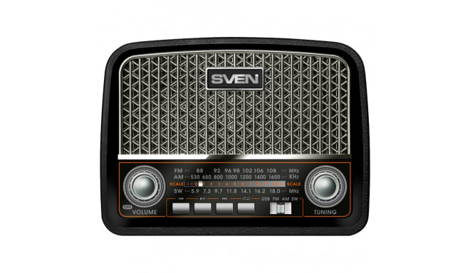 Speaker SVEN SRP-555, black-silver (3W, FM/AM/SW, USB, SD/microSD, battery)