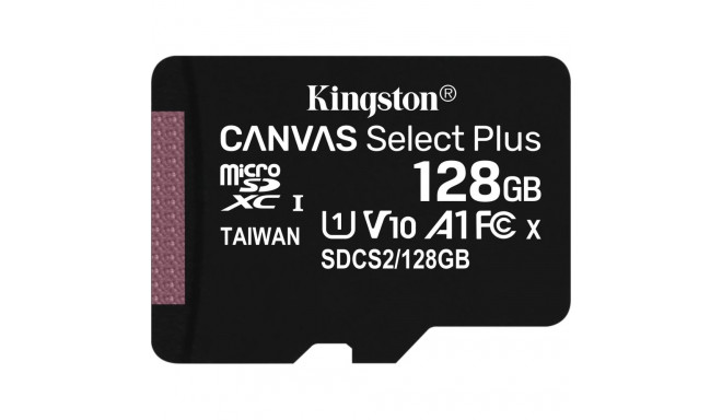 Kingston Canvas Select Plus MicroSDXC Card 128 GB Class 10 UHS-I/U1 A1 V10 (SDCS2/128GBSP)