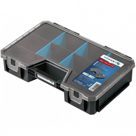 Hogert HT7G510 Organiser with compartments, 294x194x194 mm, ABS, polycarbonate cover, compatible wit