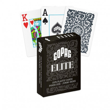 Playing Cards - Copag 1546 Elite Poker Size Jumbo Index 100% PVC Plastic, Black