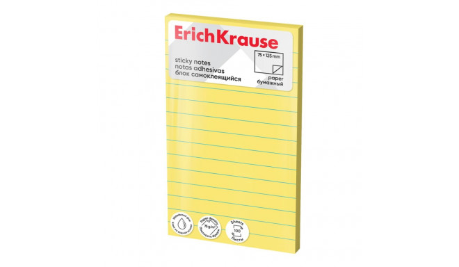 Märkmepaber 75x125mm ERICH KRAUSE jooneline kollane 100 lehte