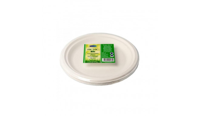 Sugarcane plate 22cm white 10pcs in a pack biodegradable