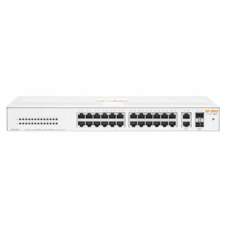 The HPE Aruba Instant On 1430 26G 2SFP (R8R50A) is an unmanaged, plug-and-play Giga