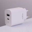 Maxlife MXTC-06-20AC PD QC charger 1x USB-C 1x USB 20W white + USB-C - USB-C cable 20W