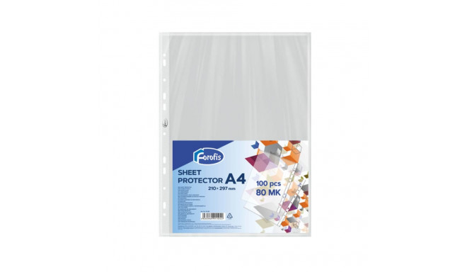 Sheet protectors A4 100pcs, glass clear, 80mk FOROFIS