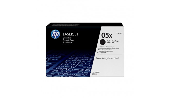 HP 05X 2-pack suure tootlikkusega mustad originaal LaserJet toonerikassetid