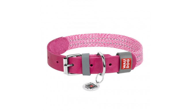 Classic Dog collar with QR code Waudog size L pink