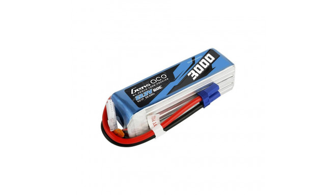 Gens ace 3000mAh 22.2V 60C 6S1P Lipo Battery Pack with EC5 plug