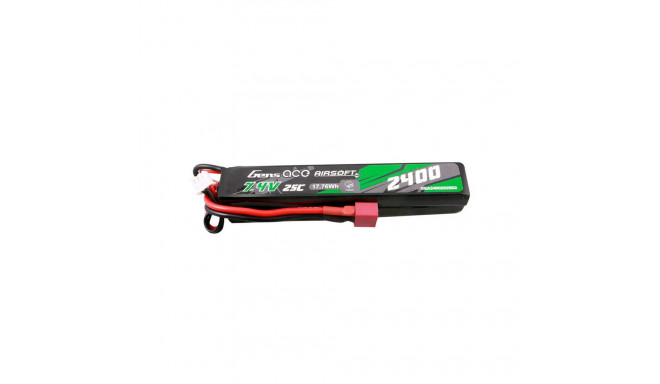 Gens ace 25C 2400mAh 2S2P 7.4V Saddle Airsoft Gun Lipo Battery with Mini Deans(T) Plug